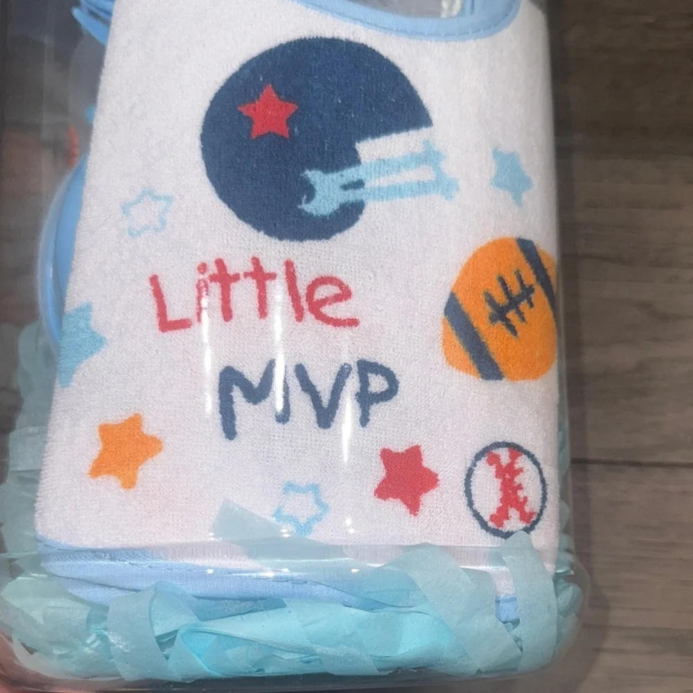 New Giant Baby bottle Gift Set with Blue Accessories for baby boy